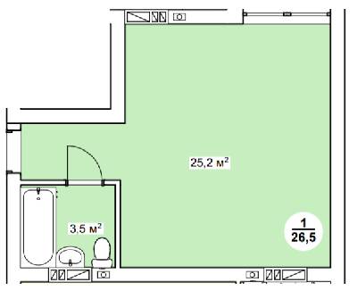 1-кімнатна 26.5 м² в ЖК Нова Данія від 22 500 грн/м², с. Софіївська Борщагівка