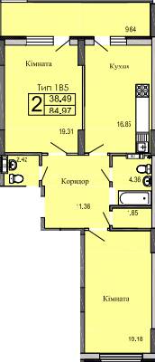 2-комнатная 84.97 м² в ЖК River House от 18 000 грн/м², г. Украинка