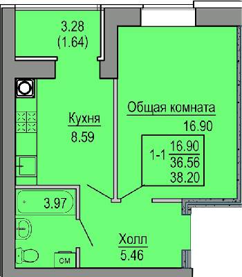 1-комнатная 38.2 м² в ЖК Софиевская сфера от 17 300 грн/м², с. Софиевская Борщаговка