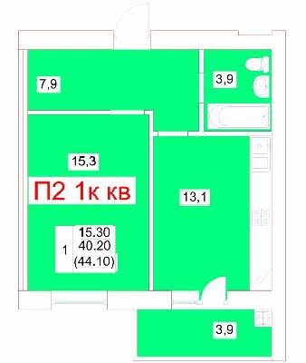 1-кімнатна 44.1 м² в ЖК Мрія від 19 950 грн/м², м. Біла Церква