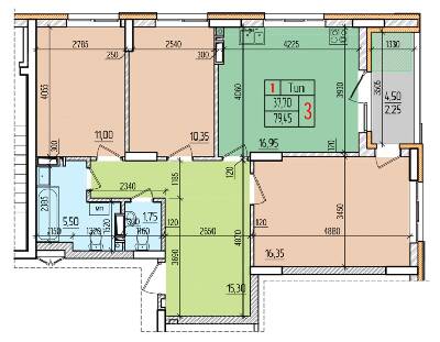 3-кімнатна 79.45 м² в ЖК Акварелі-2 від 15 500 грн/м², м. Вишневе