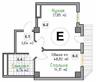 1-кімнатна 48.82 м² в ЖК Адмірал від 28 250 грн/м², Миколаїв