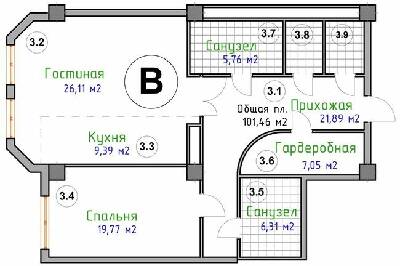 2-комнатная 101.46 м² в ЖК Адмирал от 28 250 грн/м², Николаев