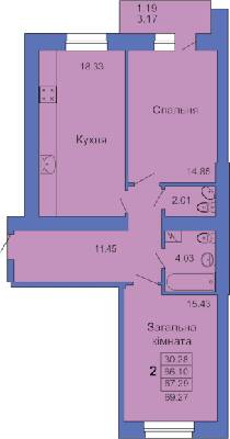 2-комнатная 69.27 м² в ЖК на пл. Павленковская, 3В от 24 000 грн/м², Полтава