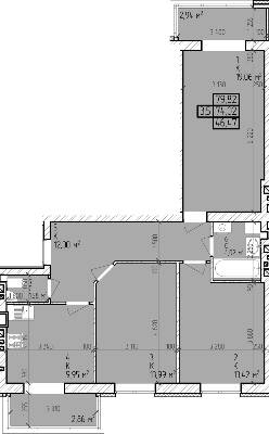 3-комнатная 79.82 м² в ЖК Центральный от 12 500 грн/м², г. Горишние Плавни