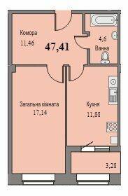 1-кімнатна 47.41 м² в ЖК Парковий від 11 500 грн/м², м. Ромни