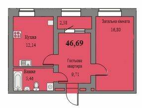 1-кімнатна 46.69 м² в ЖК Парковий від 11 500 грн/м², м. Ромни