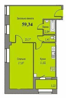 2-комнатная 59.34 м² в ЖК Парковый от 11 500 грн/м², г. Ромны