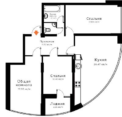 3-комнатная 93.59 м² в ЖК Радужный от 17 000 грн/м², Херсон