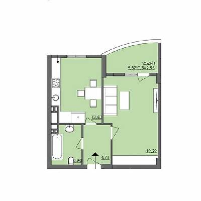 1-комнатная 45.5 м² в ЖК Плаза Квартал от 18 450 грн/м², Херсон