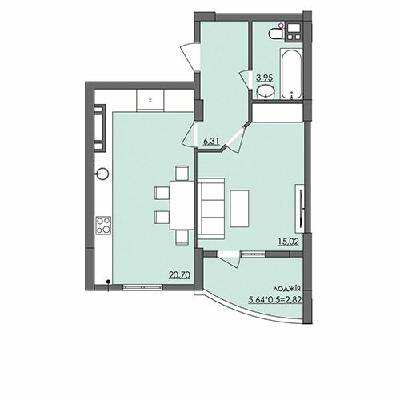 1-комнатная 48.8 м² в ЖК Плаза Квартал от 20 450 грн/м², Херсон