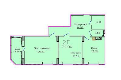 2-комнатная 72.44 м² в ЖК Панорама от застройщика, Сумы