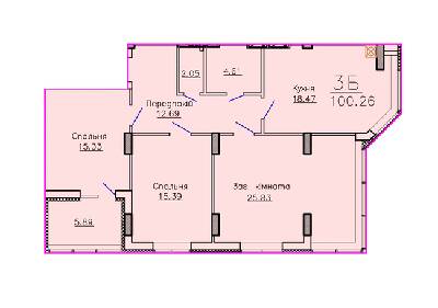 3-комнатная 100.26 м² в ЖК Панорама от застройщика, Сумы