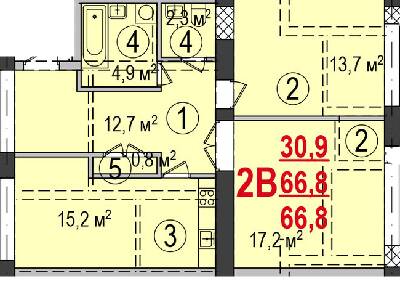 2-комнатная 66.8 м² в ЖК Парк Стоун от 12 800 грн/м², Херсон
