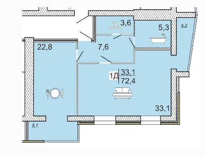 2-комнатная 72.4 м² в ЖК Сімейний Lux от 16 000 грн/м², Черкассы