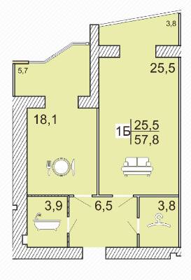 1-комнатная 57.8 м² в ЖК Сімейний Lux от 16 000 грн/м², Черкассы