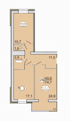 2-комнатная 74.7 м² в ЖК Сімейний Lux от 16 000 грн/м², Черкассы