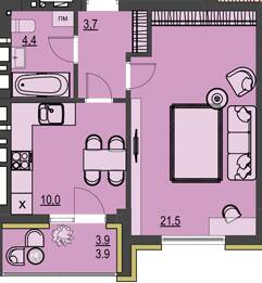 1-комнатная 43.5 м² в ЖК Prestige Apartments от 23 350 грн/м², Ровно