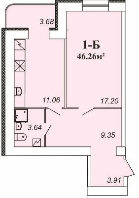 1-комнатная 46.26 м² в ЖК Парковый от 13 000 грн/м², Чернигов