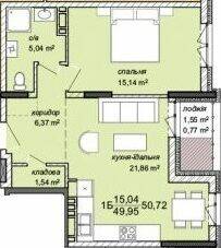1-комнатная 51.42 м² в ЖК Канада от 11 500 грн/м², г. Чортков