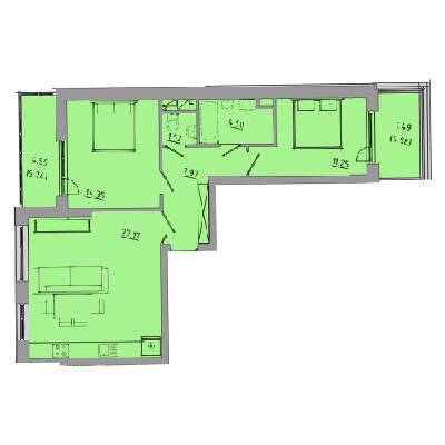 2-комнатная 72.8 м² в ЖК Централ Холл от 25 000 грн/м², Тернополь