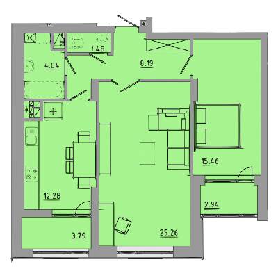 2-комнатная 73.4 м² в ЖК Централ Холл от 25 000 грн/м², Тернополь
