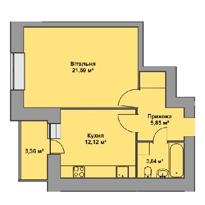 1-комнатная 46.76 м² в ЖК Східна Брама от 15 200 грн/м², Тернополь