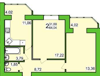 2-комнатная 64.04 м² в ЖК Прованс от 12 500 грн/м², Хмельницкий