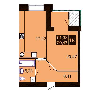 1-кімнатна 51.33 м² в ЖК Millennium Hills від 15 000 грн/м², Хмельницький