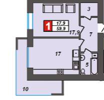 1-комнатная 59.9 м² в ЖК Олимпийский 2 от 9 800 грн/м², Хмельницкий