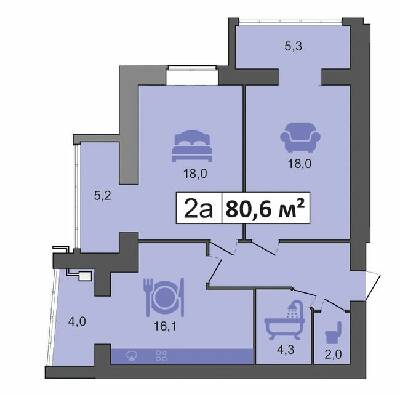 2-комнатная 80.6 м² в ЖК PodilSky от 9 500 грн/м², г. Каменец-Подольский