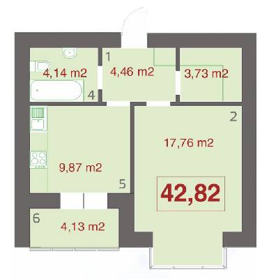 1-комнатная 42.82 м² в ЖК Левада Демьянов Лаз от 10 700 грн/м², Ивано-Франковск
