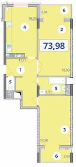 2-комнатная 73.98 м² в ЖК Квартал Галичанка от 18 950 грн/м², Ивано-Франковск