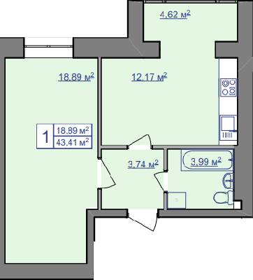 1-комнатная 43.91 м² в ЖК Парковий маєток от 9 800 грн/м², Ивано-Франковск