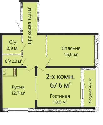 2-комнатная 67.1 м² в ЖК Омега от 23 500 грн/м², Одесса