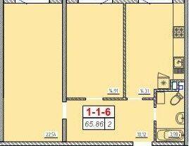 2-кімнатна 65.86 м² в ЖК Сорок дев'ята перлина від 21 850 грн/м², Одеса