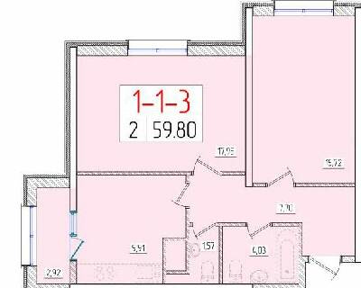 2-комнатная 59.8 м² в ЖК Пятьдесят шестая жемчужина от 17 900 грн/м², Одесса