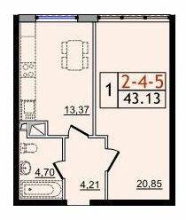 1-комнатная 43.13 м² в ЖК Пятьдесят четвертая жемчужина от 18 050 грн/м², с. Крыжановка