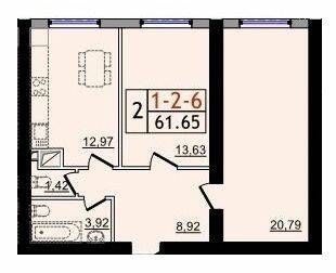 2-комнатная 61.65 м² в ЖК Пятьдесят четвертая жемчужина от 17 900 грн/м², с. Крыжановка