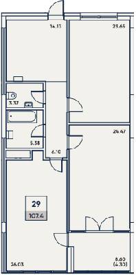 2-кімнатна 107.4 м² в КБ Сапфір від 38 200 грн/м², Одеса