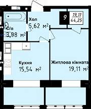 1-кімнатна 44.25 м² в ЖК Sea Town від 21 200 грн/м², Одеса
