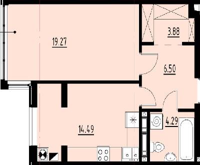 1-комнатная 48.43 м² в ЖК Globus Comfort от застройщика, Львов