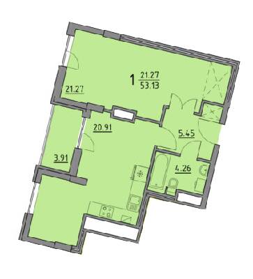 1-комнатная 53.13 м² в ЖК Praud Premium от 37 350 грн/м², Львов
