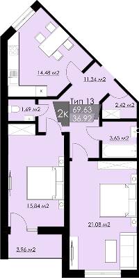 2-комнатная 69.63 м² в ЖК Resident Hall от 20 150 грн/м², Львов