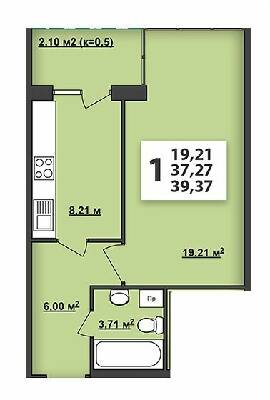 1-комнатная 39.37 м² в ЖК М'ята Авеню от 14 200 грн/м², г. Винники