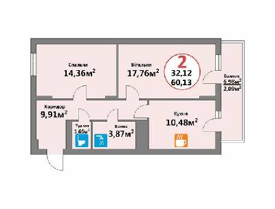 2-комнатная 62.13 м² в ЖК Еко-дім на Тракті 2 от 13 800 грн/м², с. Лисиничи