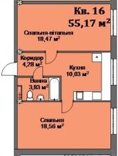 2-комнатная 55.17 м² в ЖК на ул. Черновола, 7 от застройщика, г. Новый Роздол