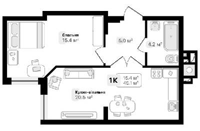 1-комнатная 45.1 м² в ЖК Auroom City от 19 050 грн/м², Львов