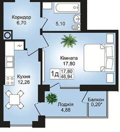 1-комнатная 46.94 м² в ЖК Престиж Холл от 12 850 грн/м², г. Стрый