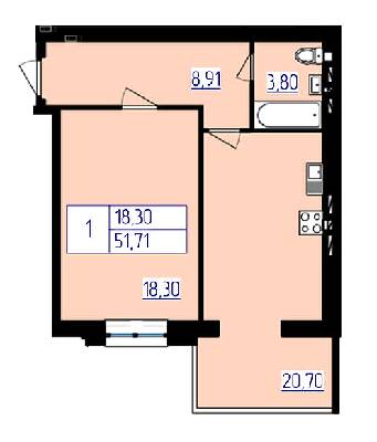 1-комнатная 51.71 м² в ЖК Затишок от 11 700 грн/м², г. Стрый